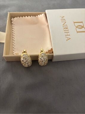 Gold-Tone Pavé Teardrop Stud Earrings - Gold